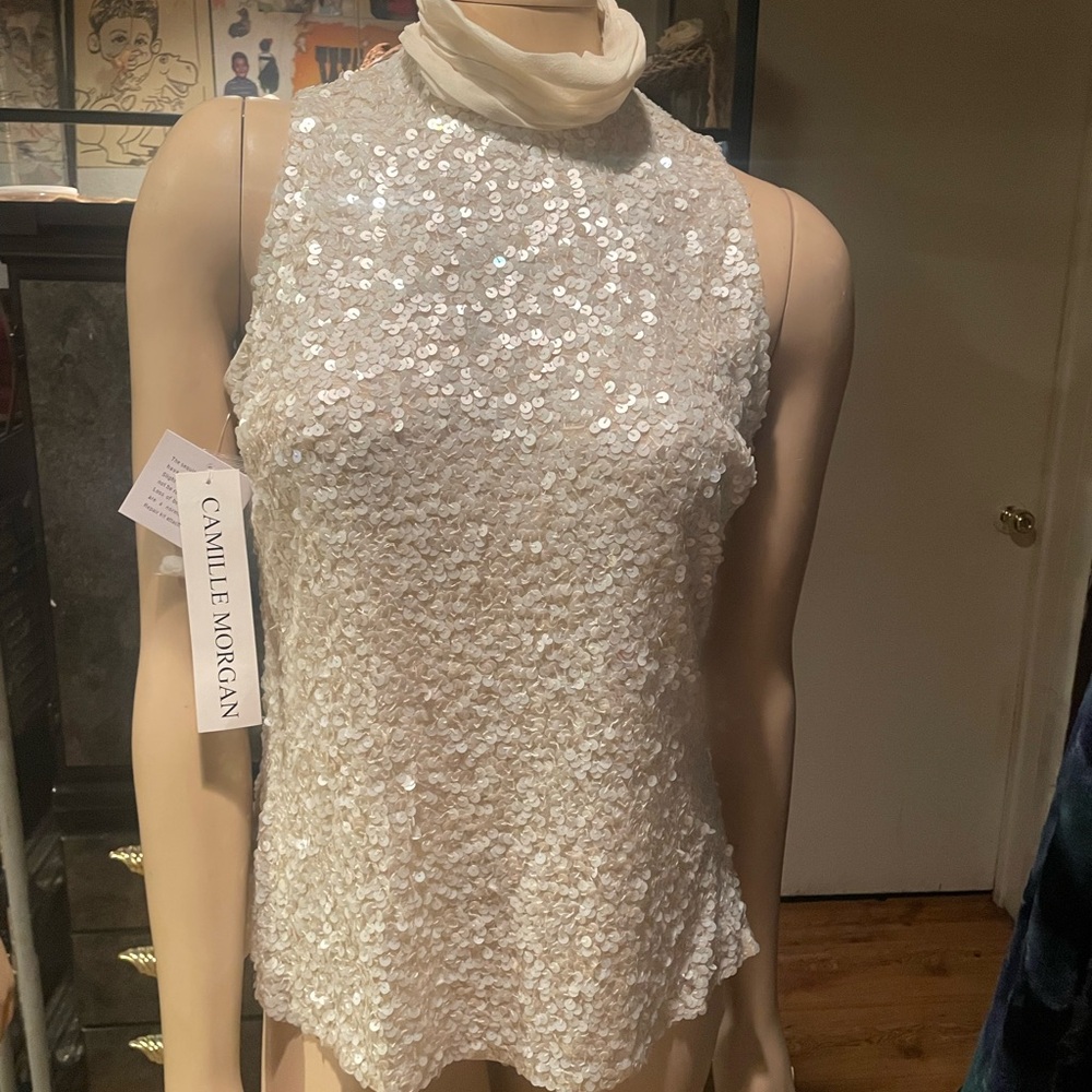 White Sequin Blouse